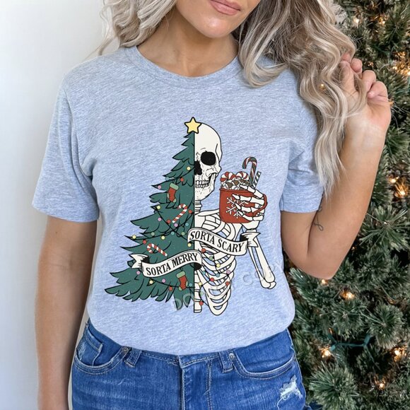 Hand Crafted Tops - Spooky Christmas Shirt